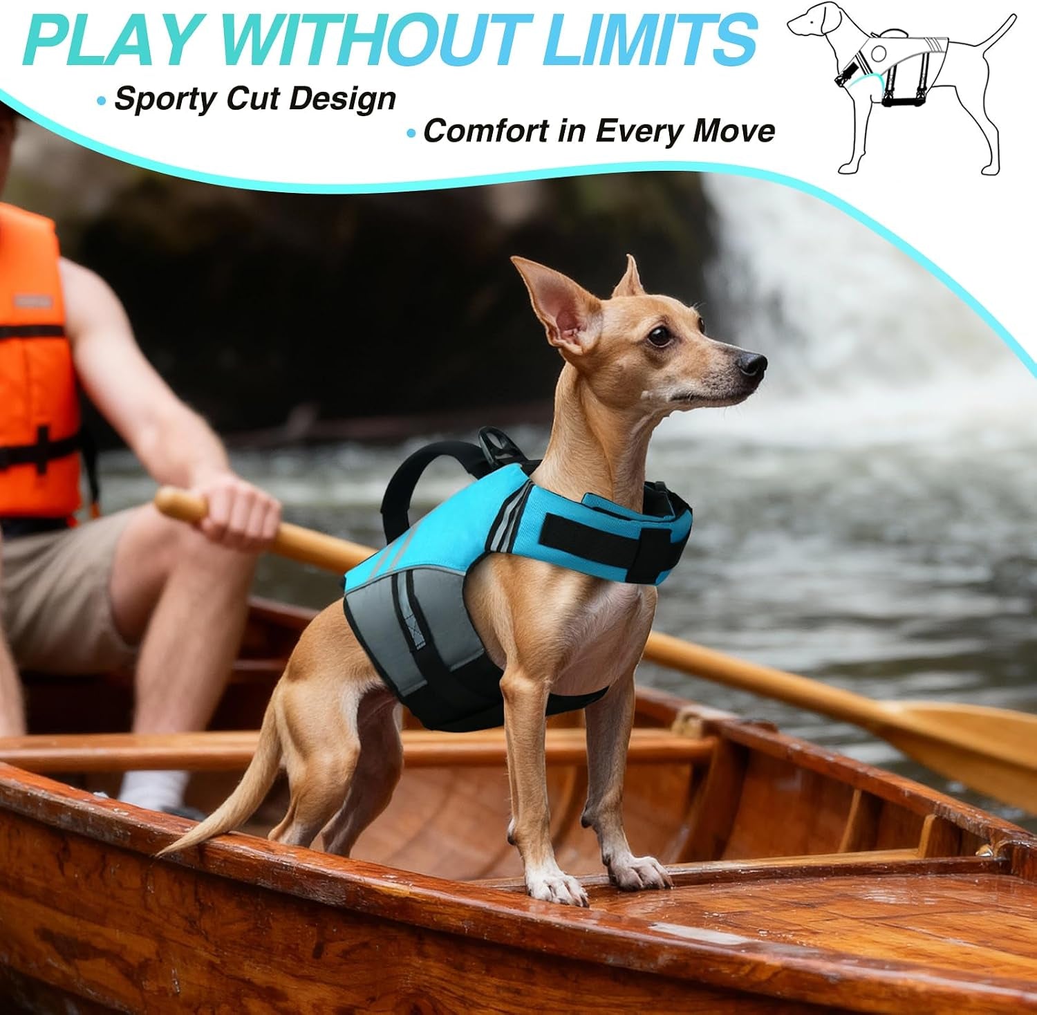 Stylish & Safe Dog Life Vest - XS Blue Sports Swim Jacket with Leash Ring & Handle for Swimming & Boating - Adjustable & Reflective for Puppies and Small Dogs