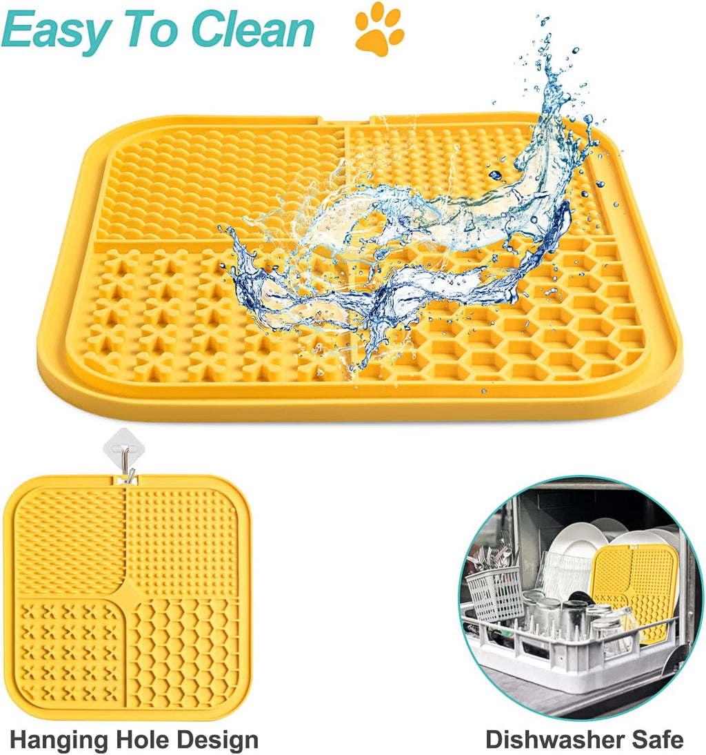 3PCS Licking Mat for Dogs & Cats with Suction Cups, Dog Peanut Butter Lick Pads for Anxiety Relief & Boredom Reducer, Slow Feeder Dog Bowls, Perfect for Bathing, Grooming and Training