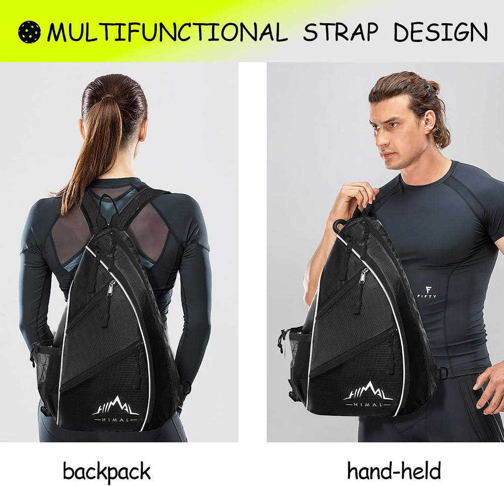 Himal Pickleball Bag Adjustable, Pickleball Backpack with Water Bottle Holder for Men and Women (Black)