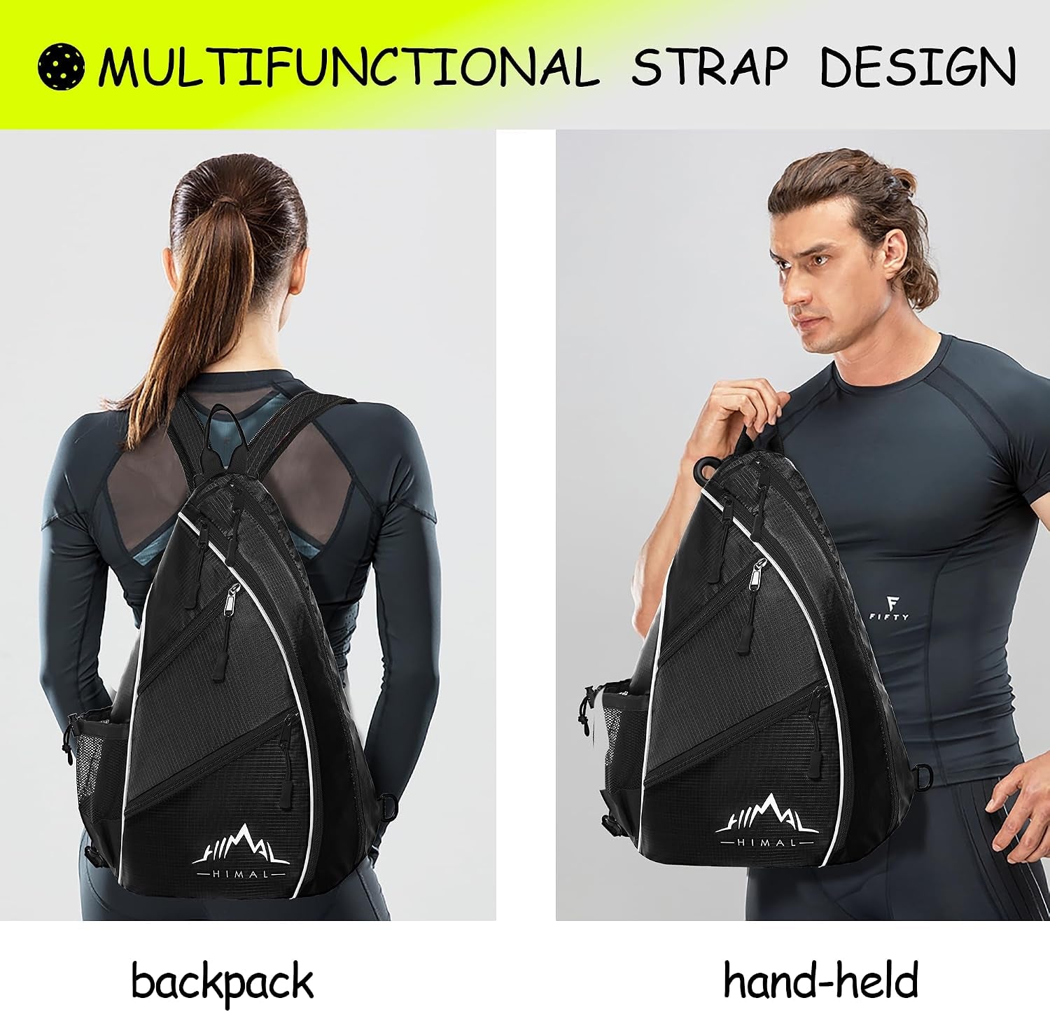 Himal Pickleball Bag Adjustable, Pickleball Backpack with Water Bottle Holder for Men and Women (Black)