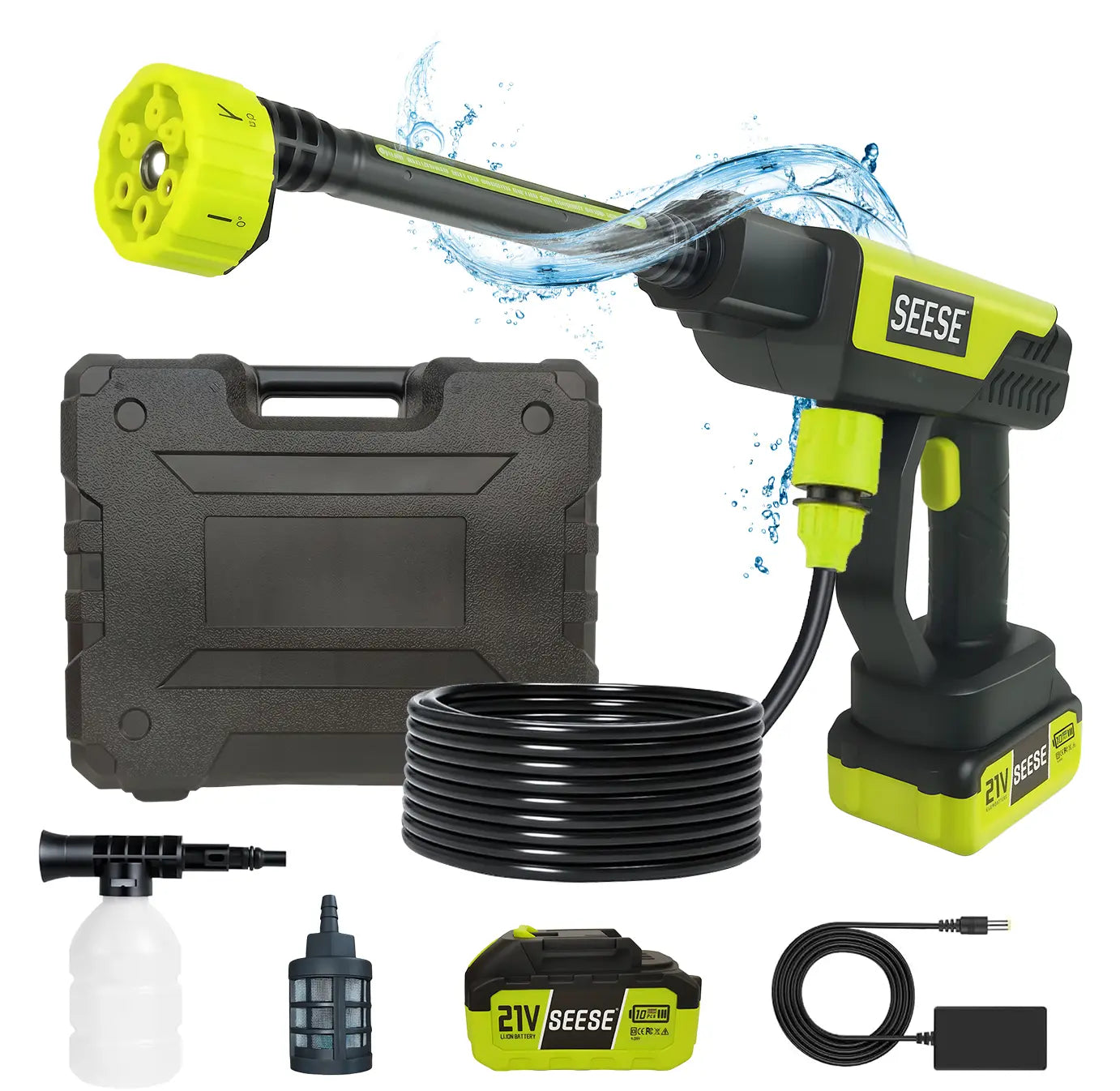 【Dealsforyoudays】Seese Cordless Pressure Washer and Single Port Charger Base, Bottle Portable Washer for Car,Home Cleaning & Garden Watering