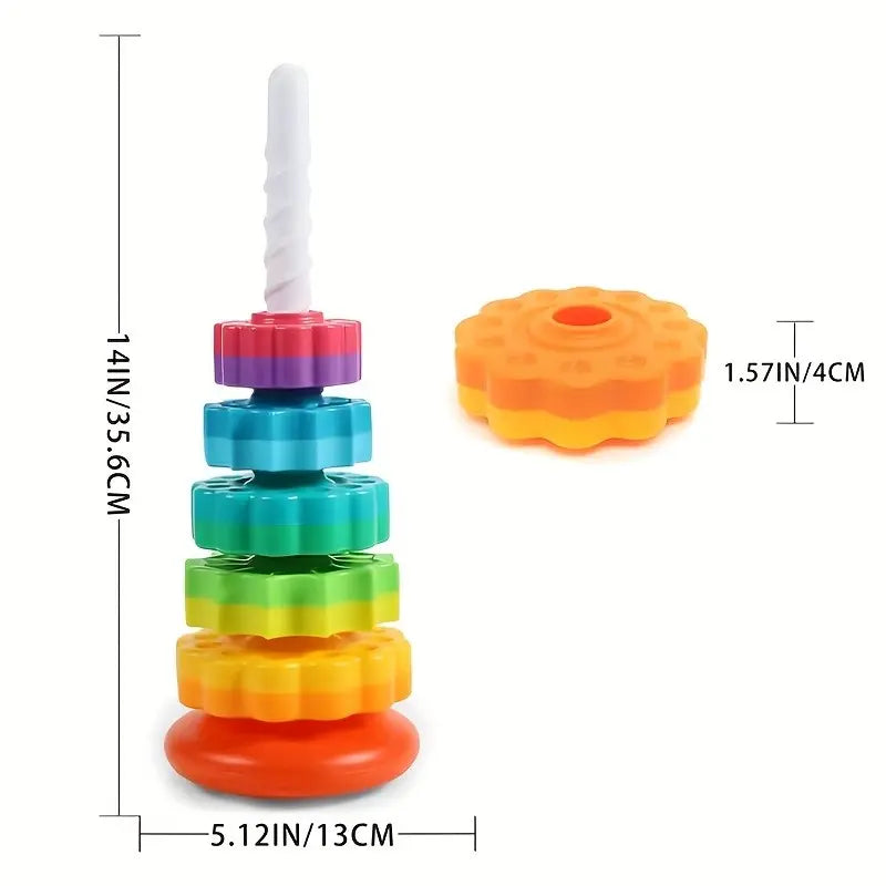 Rotating Tower Toy, 1 Set Early Education Color Recognition Toys, Parent-Child Interactive Game Toys, Educational Toy for Kids