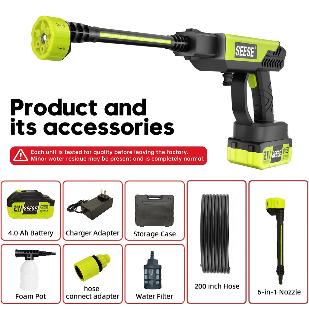 【Dealsforyoudays】Seese Cordless Pressure Washer and Single Port Charger Base, Bottle Portable Washer for Car,Home Cleaning & Garden Watering