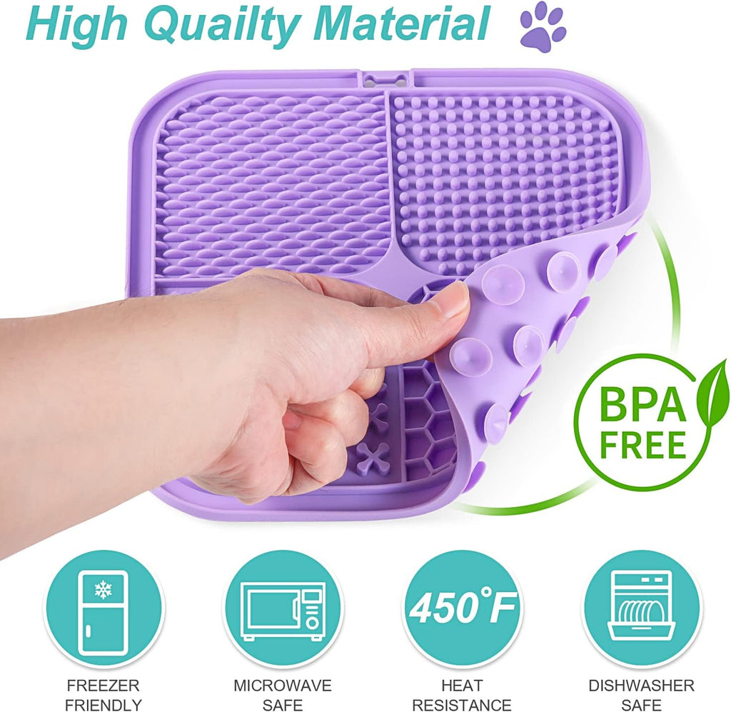 3PCS Licking Mat for Dogs & Cats with Suction Cups, Dog Peanut Butter Lick Pads for Anxiety Relief & Boredom Reducer, Slow Feeder Dog Bowls, Perfect for Bathing, Grooming and Training