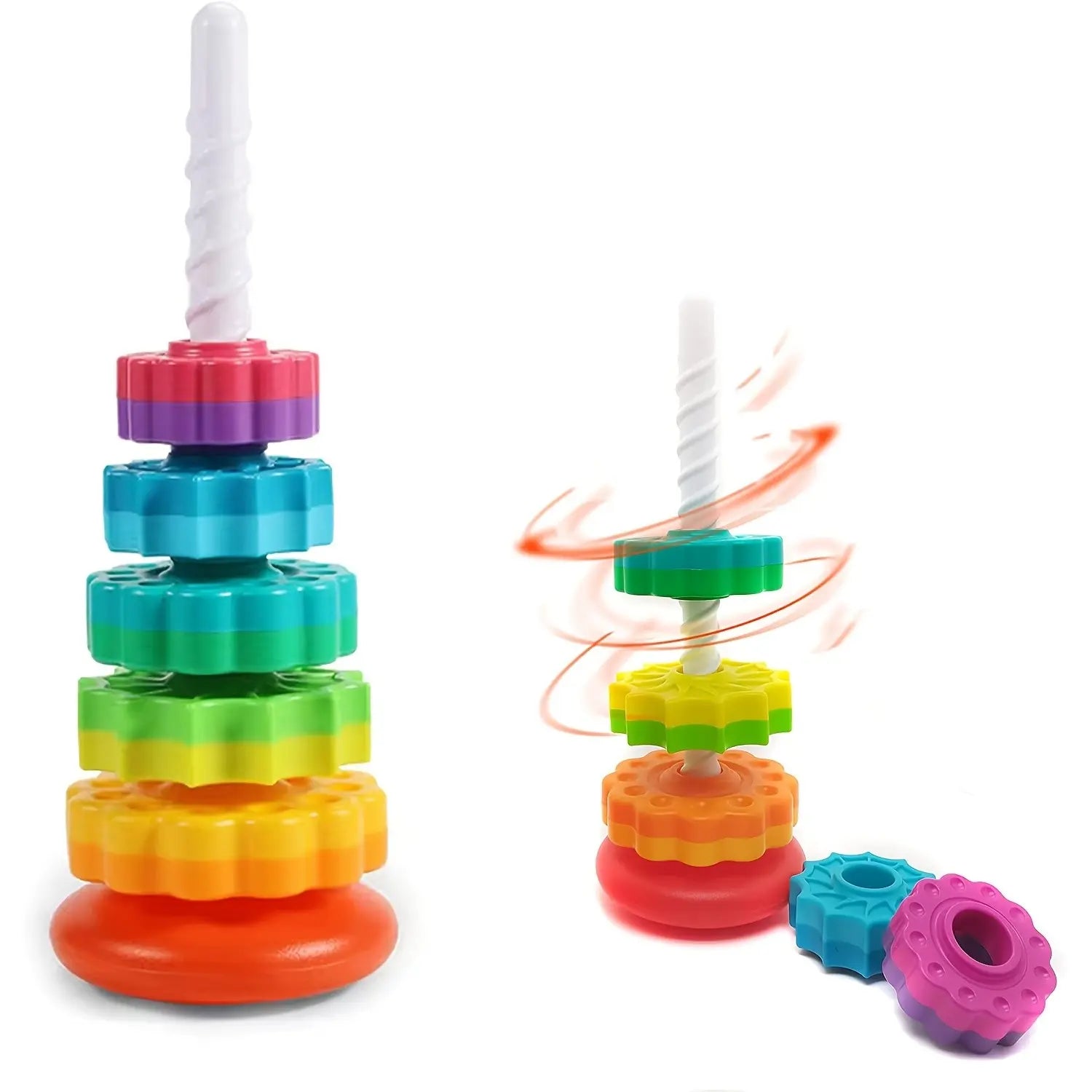 Rotating Tower Toy, 1 Set Early Education Color Recognition Toys, Parent-Child Interactive Game Toys, Educational Toy for Kids