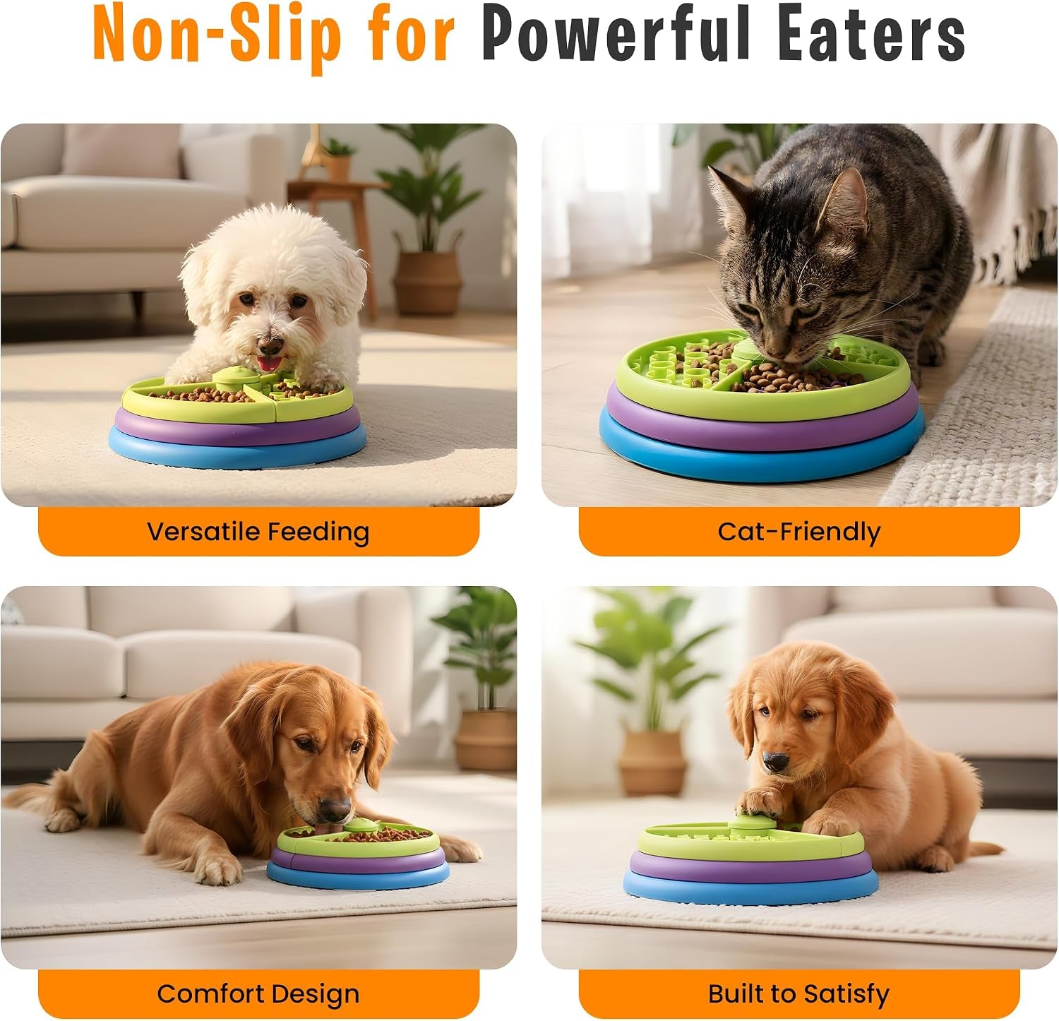 ® Slow Feeder Dog Bowl - 3-Level Interactive Puzzle Feeder with Non-Slip Silicone Base, Mental Stimulation Toy, Anxiety & Boredom Relief for Small, Medium, Large Dogs
