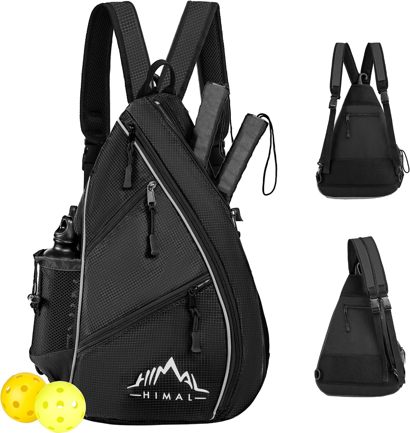 Himal Pickleball Bag Adjustable, Pickleball Backpack with Water Bottle Holder for Men and Women (Black)