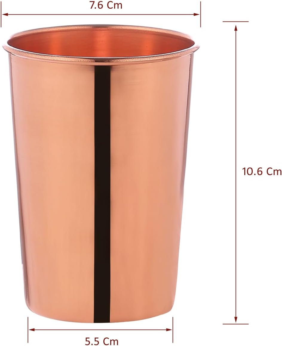 Elevate Your Hydration with Our Handmade Copper Cups Set of 2 - 10.14 Oz (300 Ml) - Enjoy Health Benefits of Pure Copper Drinking Tumblers!