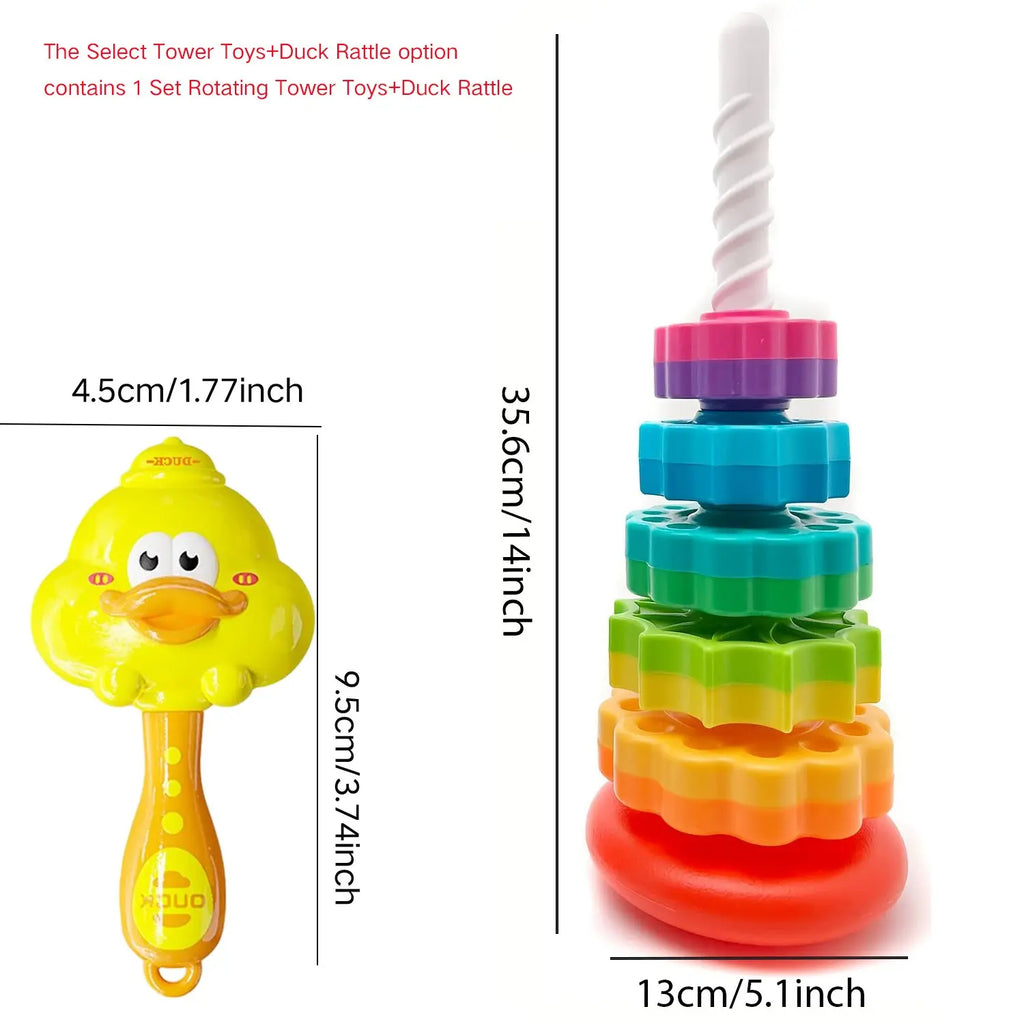 Rotating Tower Toy, 1 Set Early Education Color Recognition Toys, Parent-Child Interactive Game Toys, Educational Toy for Kids