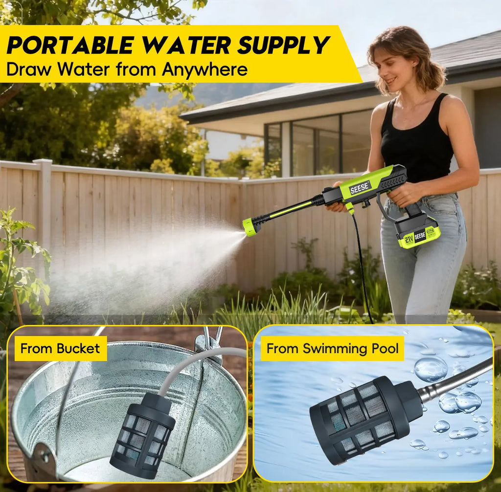 【Dealsforyoudays】Seese Cordless Pressure Washer and Single Port Charger Base, Bottle Portable Washer for Car,Home Cleaning & Garden Watering