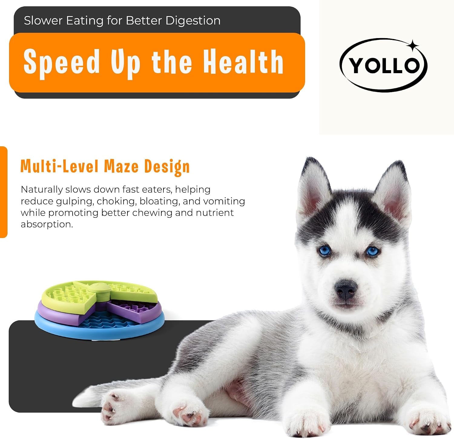 ® Slow Feeder Dog Bowl - 3-Level Interactive Puzzle Feeder with Non-Slip Silicone Base, Mental Stimulation Toy, Anxiety & Boredom Relief for Small, Medium, Large Dogs