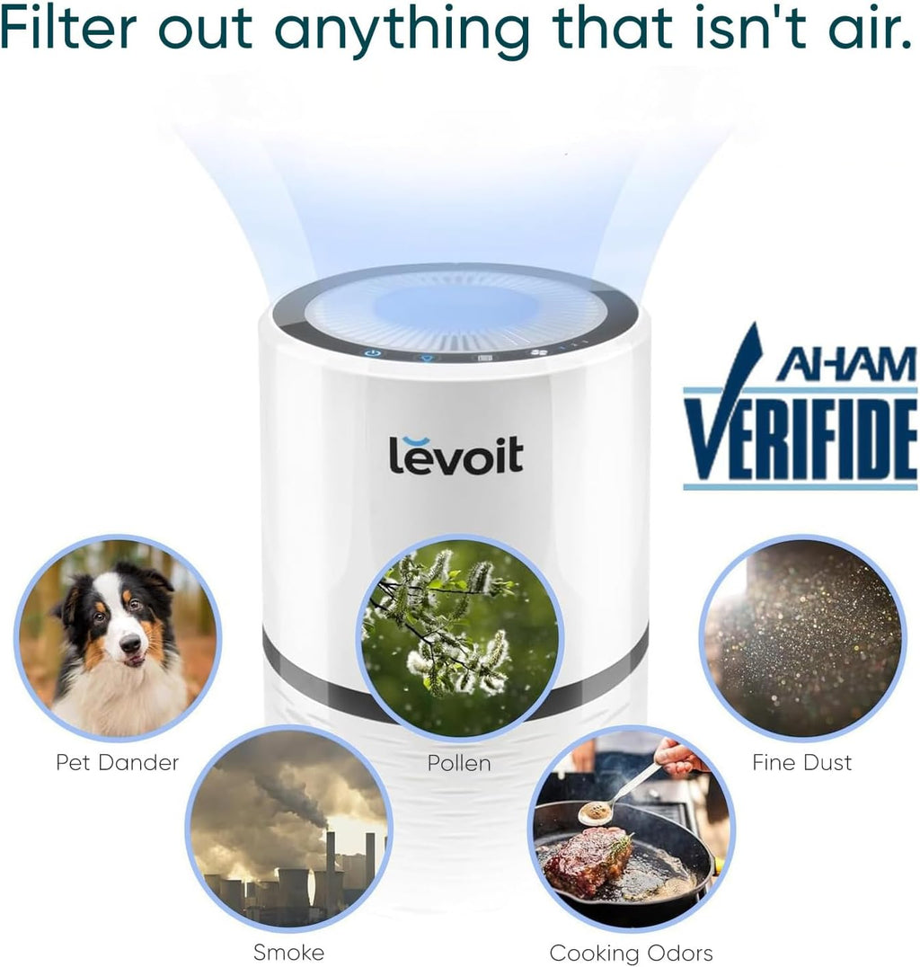 Transform Your Space with the Levoit LV-H132 Air Purifier - AHAM Certified for Smoke, Dust, and Odors, Perfect for Bedrooms, Offices, and Nurseries with Optional Night Light and Whisper-Quiet Operation