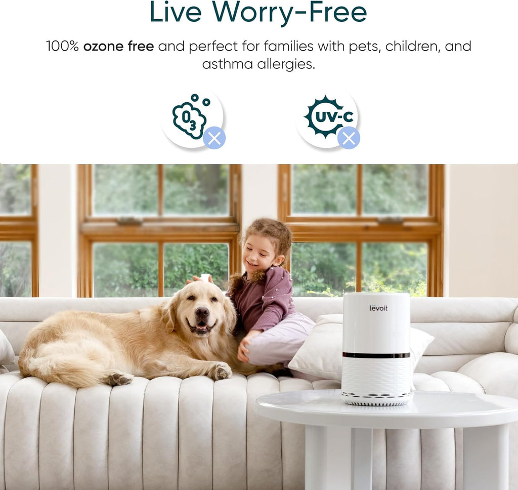 Transform Your Space with the Levoit LV-H132 Air Purifier - AHAM Certified for Smoke, Dust, and Odors, Perfect for Bedrooms, Offices, and Nurseries with Optional Night Light and Whisper-Quiet Operation