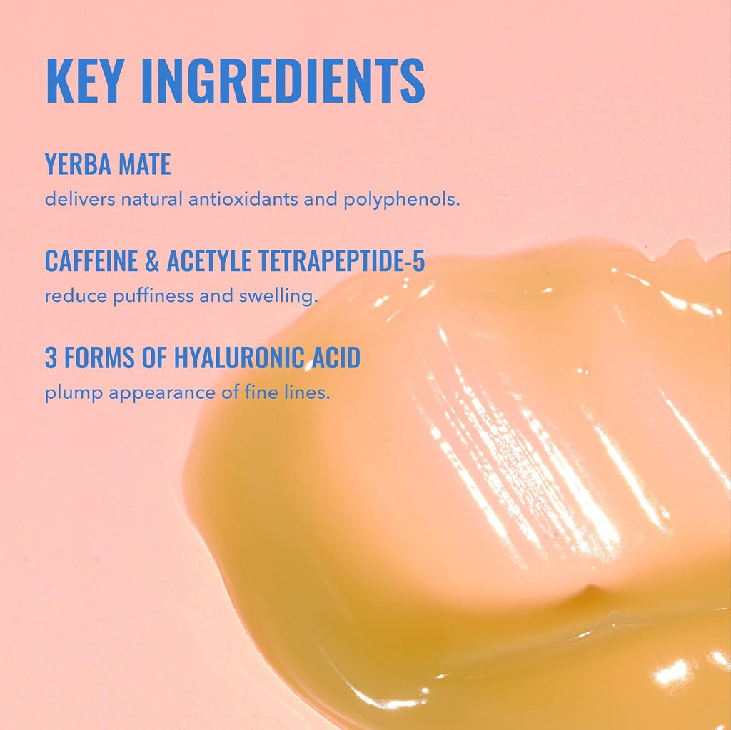 Revitalize Your Look with Yerba Mate Wake Up Eye Gel - Hydrating Cream to Combat Dark Circles and Puffiness with Hyaluronic Acid and Caffeine