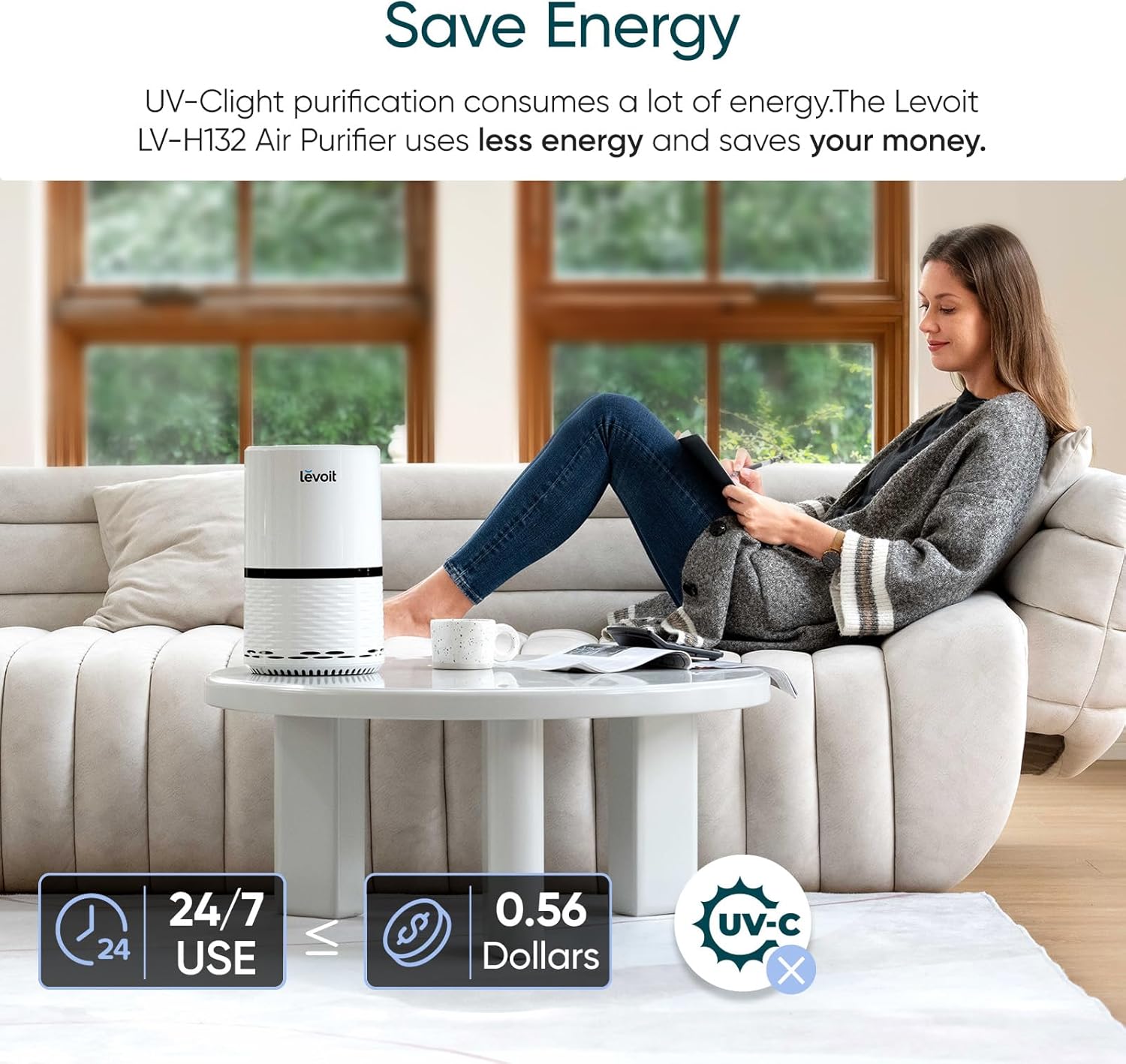 Transform Your Space with the Levoit LV-H132 Air Purifier - AHAM Certified for Smoke, Dust, and Odors, Perfect for Bedrooms, Offices, and Nurseries with Optional Night Light and Whisper-Quiet Operation