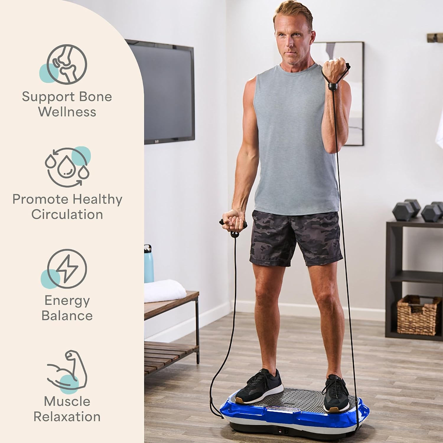 Waver Vibration Plate Exercise Machine – Elevate Your Fitness Journey with High-Intensity Vibration for Lymphatic Drainage and Full-Body Toning – Includes Loop Bands for Enhanced Workouts