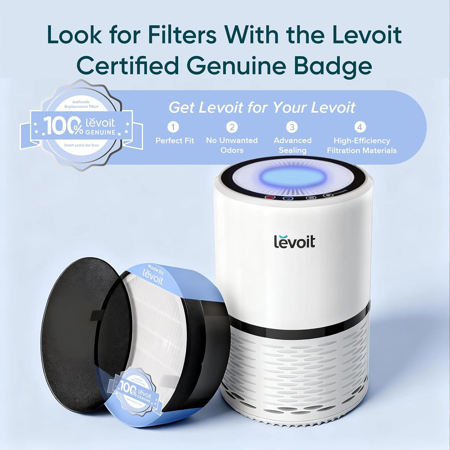 Transform Your Space with the Levoit LV-H132 Air Purifier - AHAM Certified for Smoke, Dust, and Odors, Perfect for Bedrooms, Offices, and Nurseries with Optional Night Light and Whisper-Quiet Operation