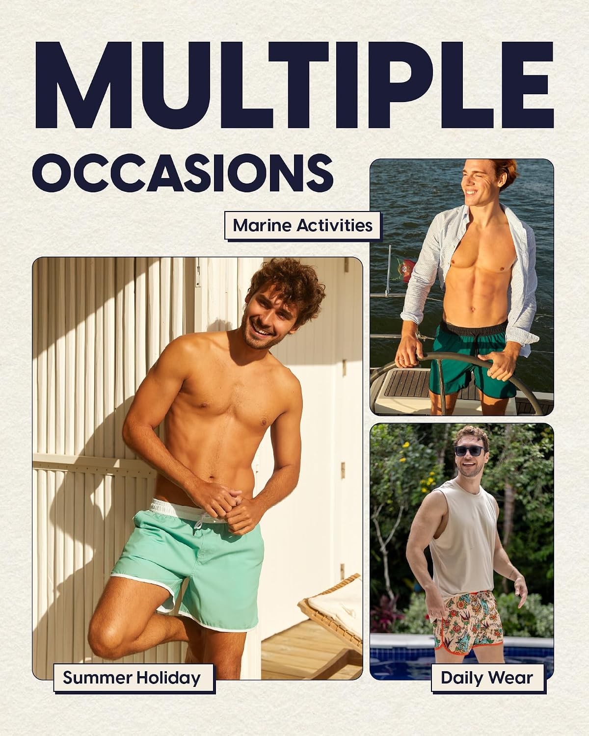 Stylish Vintage 80s & 90s Inspired Men's Swim Trunks with Quick-Dry Mesh Lining - Perfect for Summer Fun!