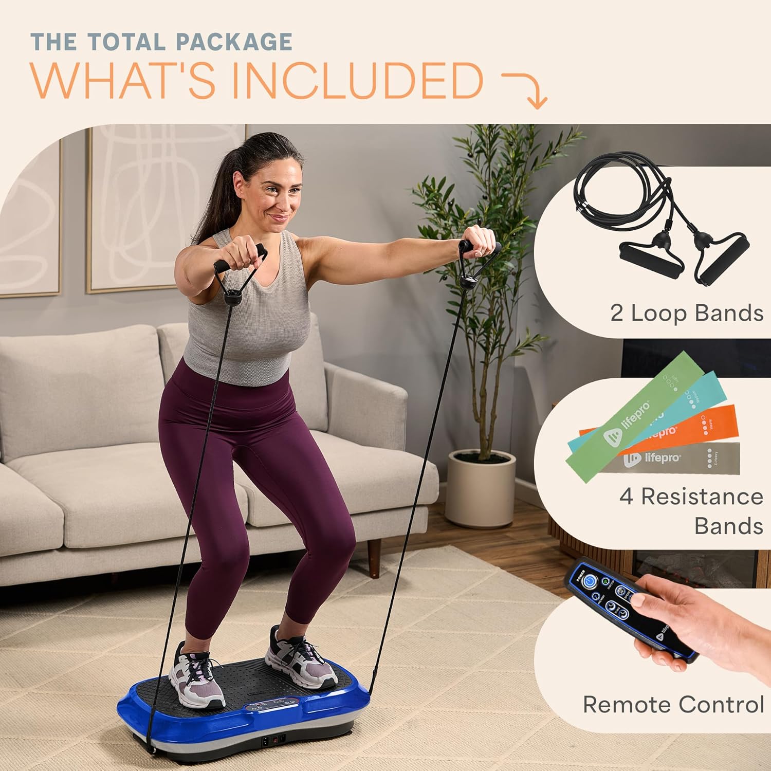 Waver Vibration Plate Exercise Machine – Elevate Your Fitness Journey with High-Intensity Vibration for Lymphatic Drainage and Full-Body Toning – Includes Loop Bands for Enhanced Workouts