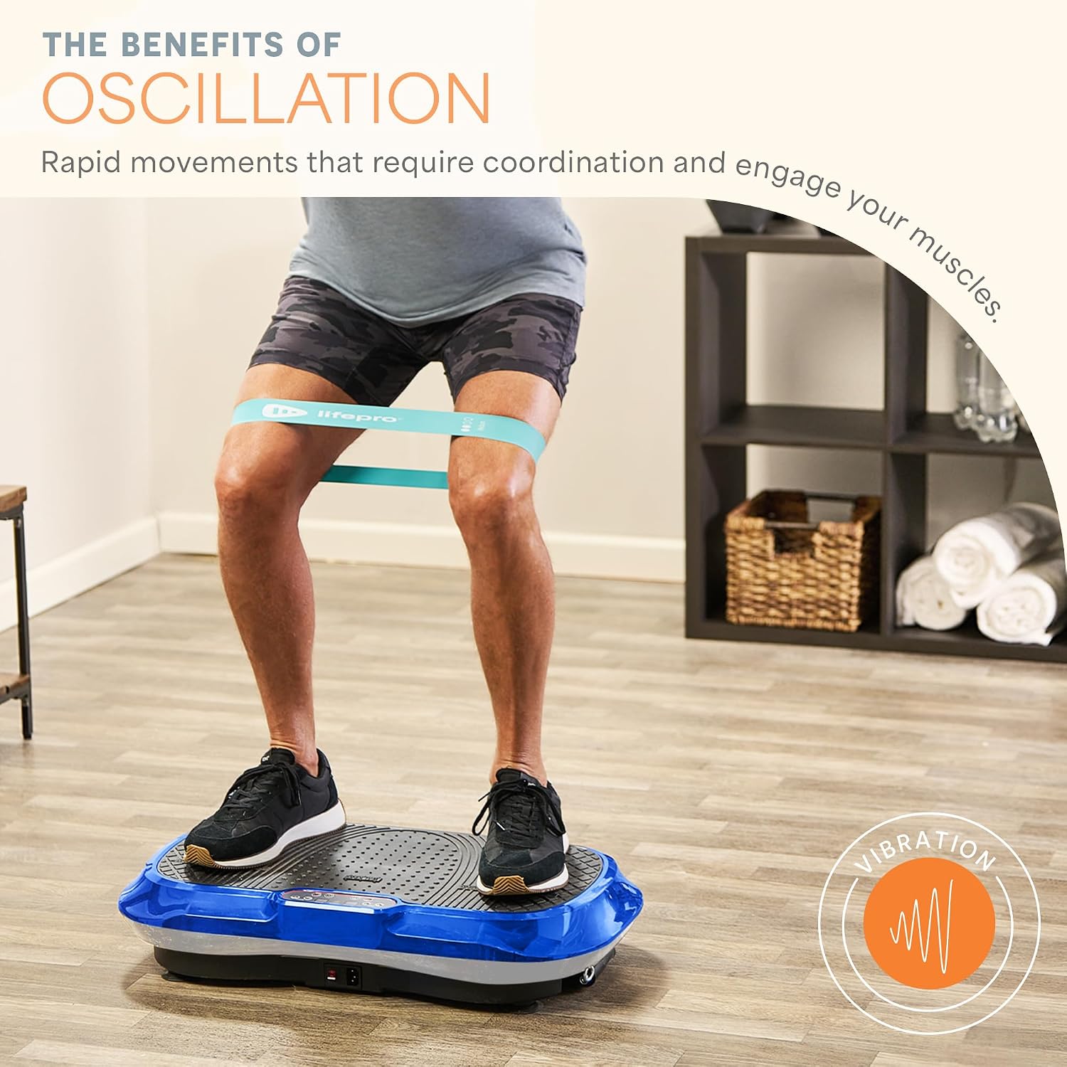 Waver Vibration Plate Exercise Machine – Elevate Your Fitness Journey with High-Intensity Vibration for Lymphatic Drainage and Full-Body Toning – Includes Loop Bands for Enhanced Workouts