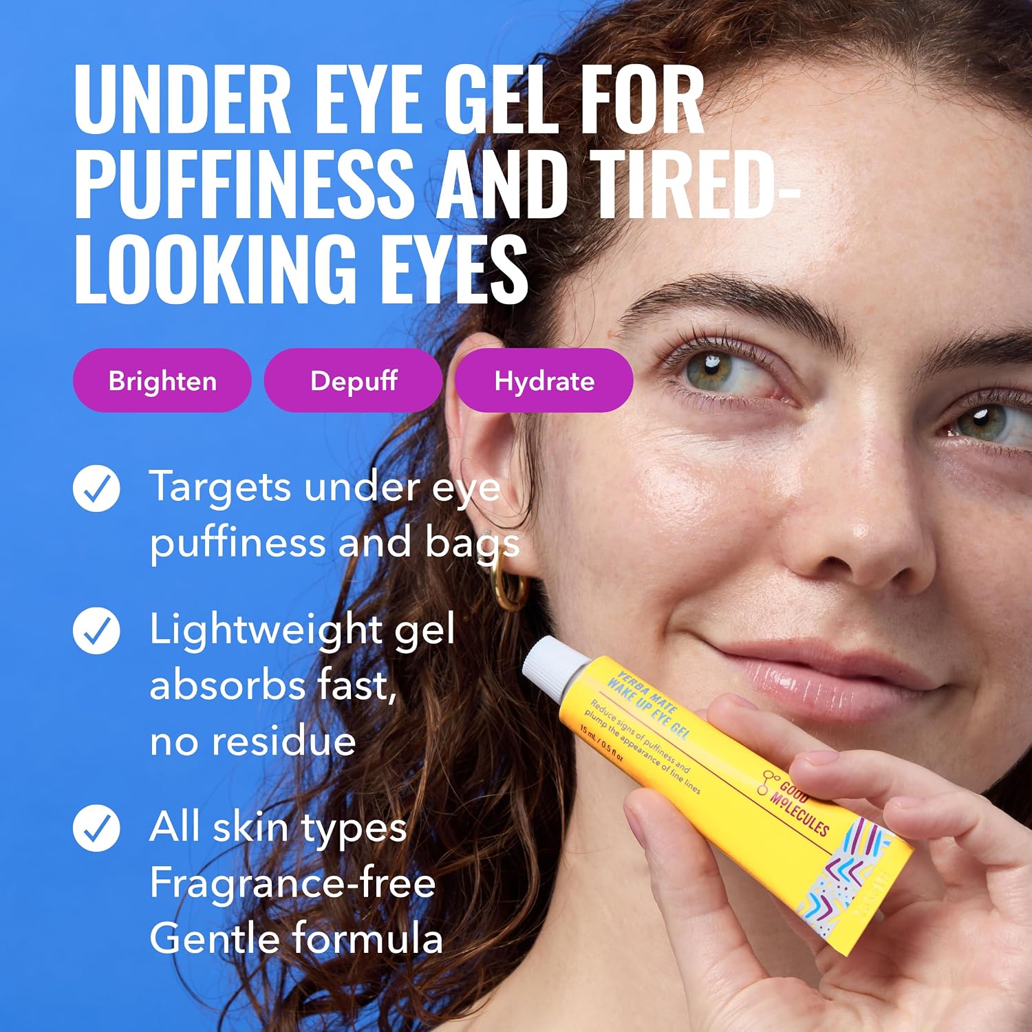 Revitalize Your Look with Yerba Mate Wake Up Eye Gel - Hydrating Cream to Combat Dark Circles and Puffiness with Hyaluronic Acid and Caffeine