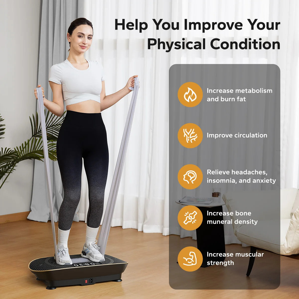 Vibration Plate Exercise Machine Whole Body Workout Power Vibrate Fitness Platform Vibration Weight Loss&Shaping