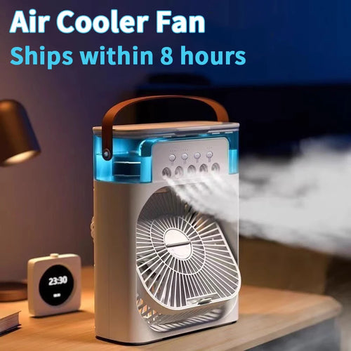 Stay Cool This Summer with the 3-in-1 Mini Air Cooler: Portable Fan, Air Conditioner, and Humidifier with LED Night Light and Adjustable Wind Speed