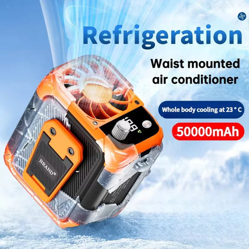 Experience Ultimate Comfort with Our High-Speed Waist Hanging Cooling Fan - USB Rechargeable 12000mAh Portable Personal Fan with 150 Adjustable Levels for Outdoor Adventures & Travel