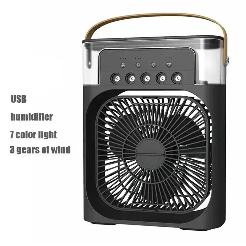 Stay Cool This Summer with the 3-in-1 Mini Air Cooler: Portable Fan, Air Conditioner, and Humidifier with LED Night Light and Adjustable Wind Speed