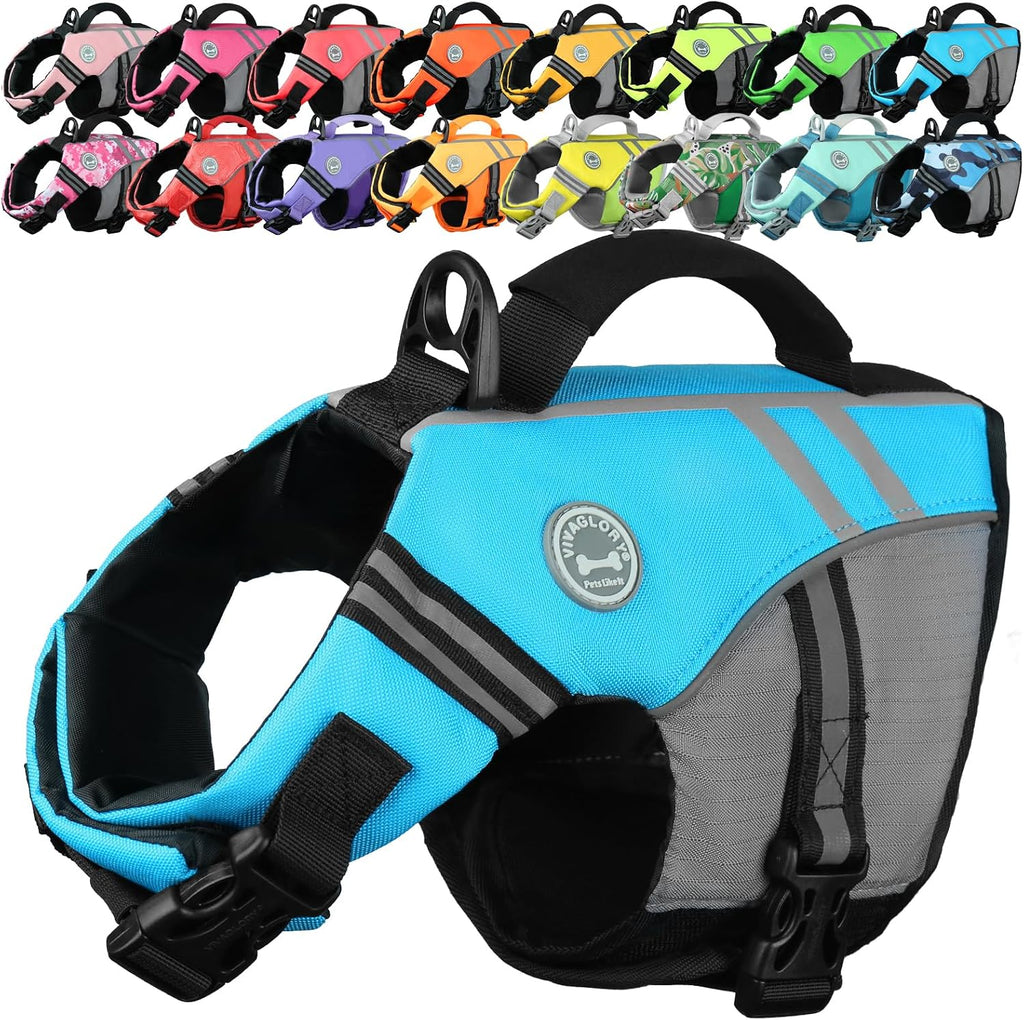 Stylish & Safe Dog Life Vest - XS Blue Sports Swim Jacket with Leash Ring & Handle for Swimming & Boating - Adjustable & Reflective for Puppies and Small Dogs