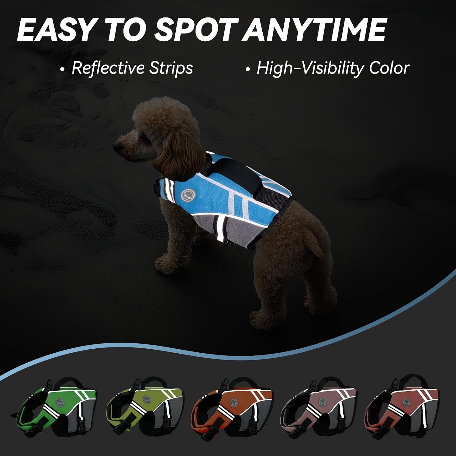 Stylish & Safe Dog Life Vest - XS Blue Sports Swim Jacket with Leash Ring & Handle for Swimming & Boating - Adjustable & Reflective for Puppies and Small Dogs