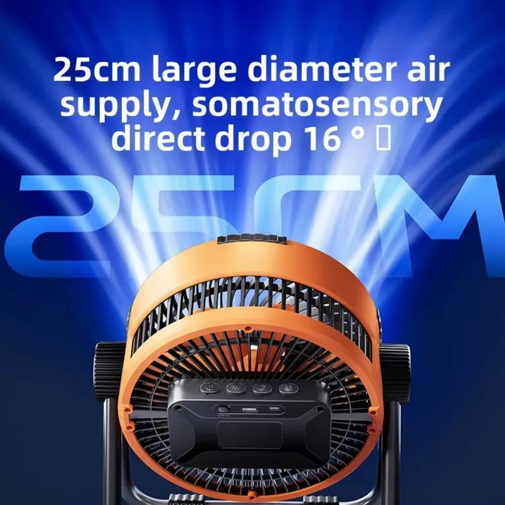 Multifunctional Outdoor Camping Fan Light Rechargeable Ceiling Fan with 3-Speed Night Light and Power Bank Portable Fan