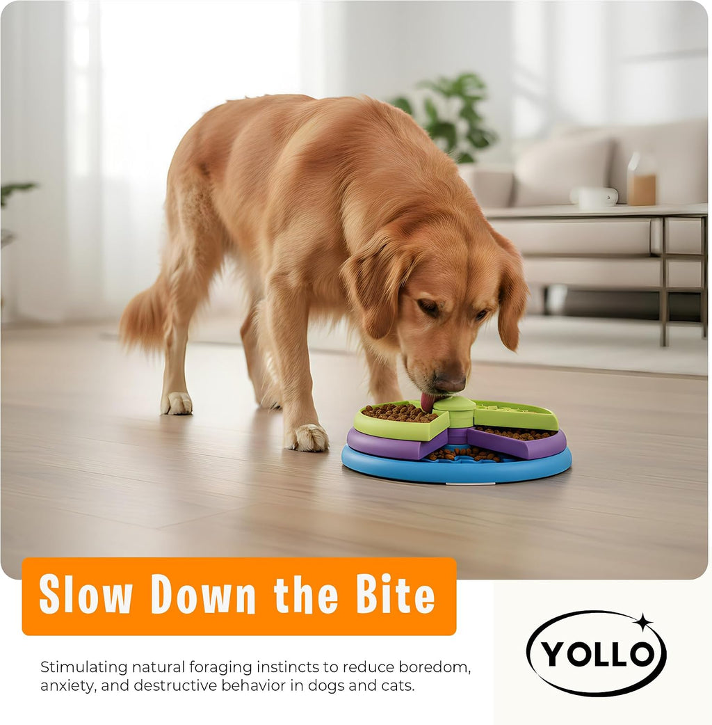® Slow Feeder Dog Bowl - 3-Level Interactive Puzzle Feeder with Non-Slip Silicone Base, Mental Stimulation Toy, Anxiety & Boredom Relief for Small, Medium, Large Dogs