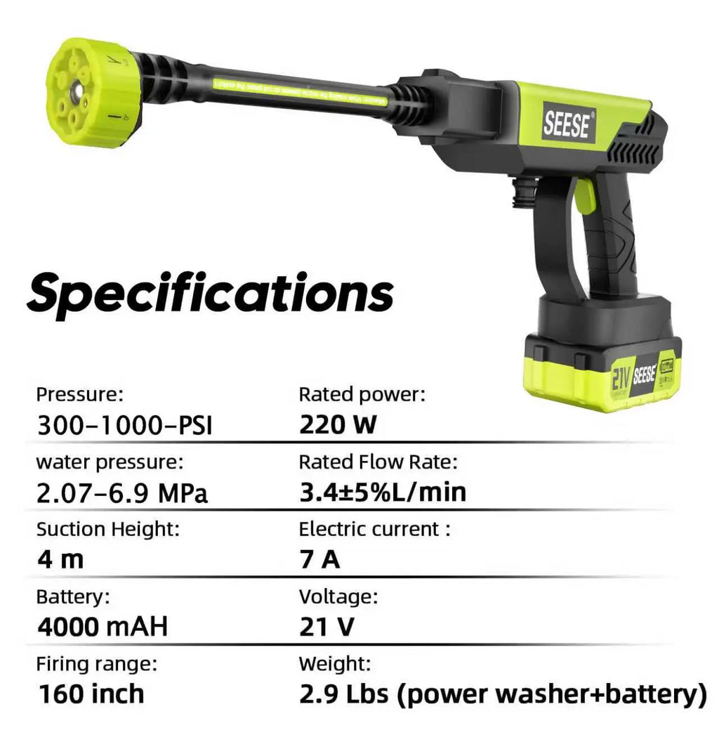 【Dealsforyoudays】Seese Cordless Pressure Washer and Single Port Charger Base, Bottle Portable Washer for Car,Home Cleaning & Garden Watering
