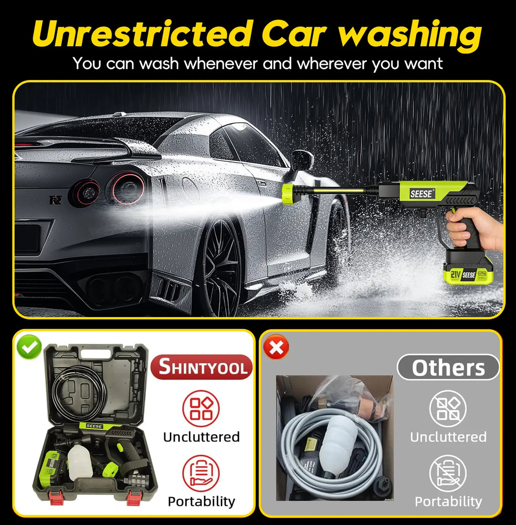 【Dealsforyoudays】Seese Cordless Pressure Washer and Single Port Charger Base, Bottle Portable Washer for Car,Home Cleaning & Garden Watering