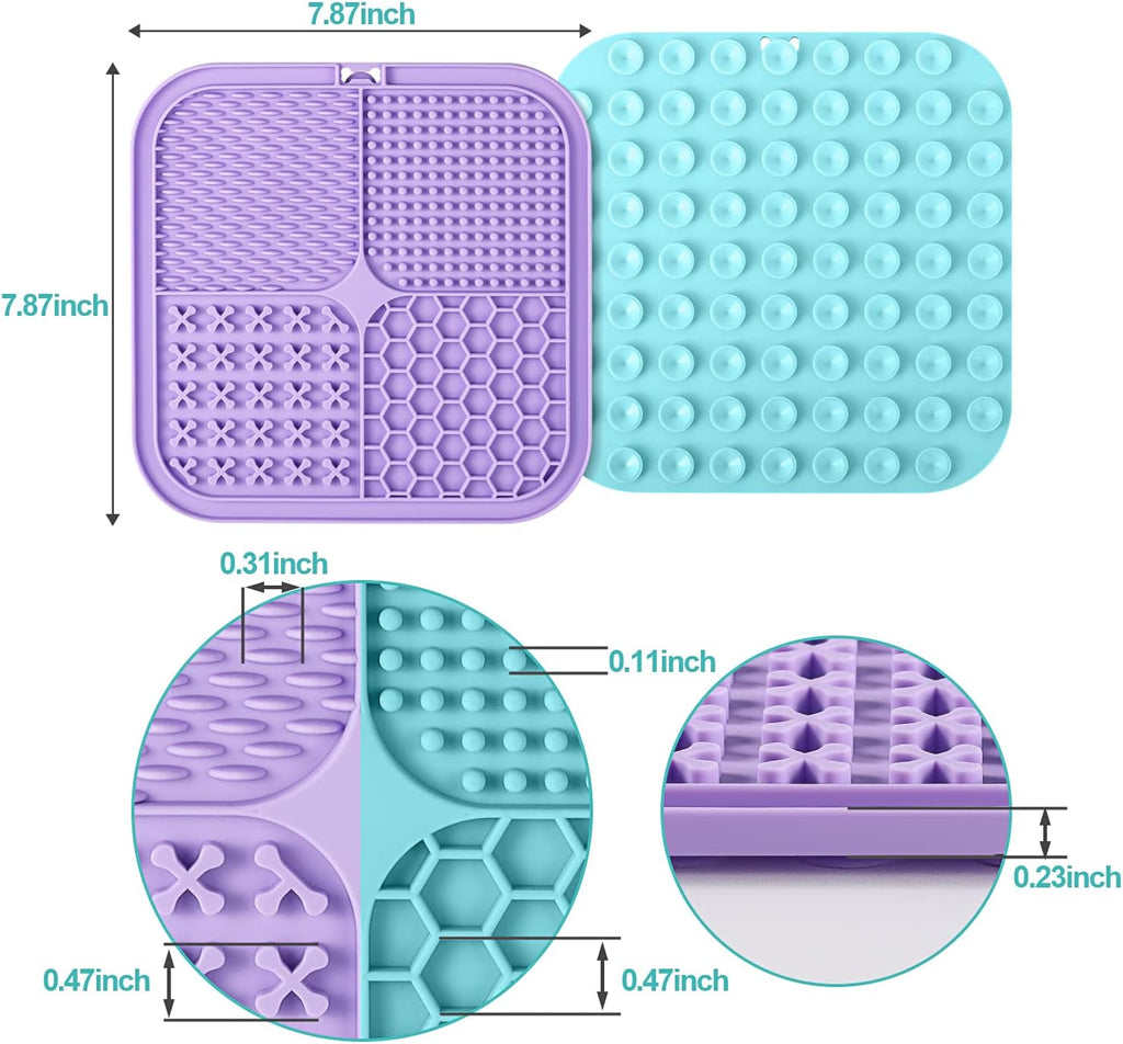 3PCS Licking Mat for Dogs & Cats with Suction Cups, Dog Peanut Butter Lick Pads for Anxiety Relief & Boredom Reducer, Slow Feeder Dog Bowls, Perfect for Bathing, Grooming and Training
