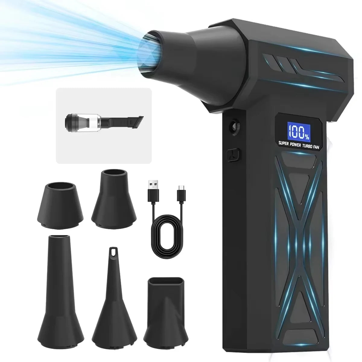 New P70 Air Blower 110000Rpm 4 Gear Adjustable Turbo Blower Jet with Led Light Battery Display Cordless Compressed Air Duster